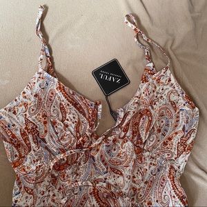 ZAFUL Paisley Print Knotted Cami Dress